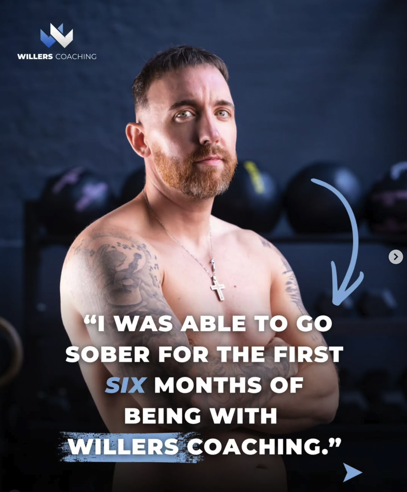 Willers Coaching alcohol-free client result social media post