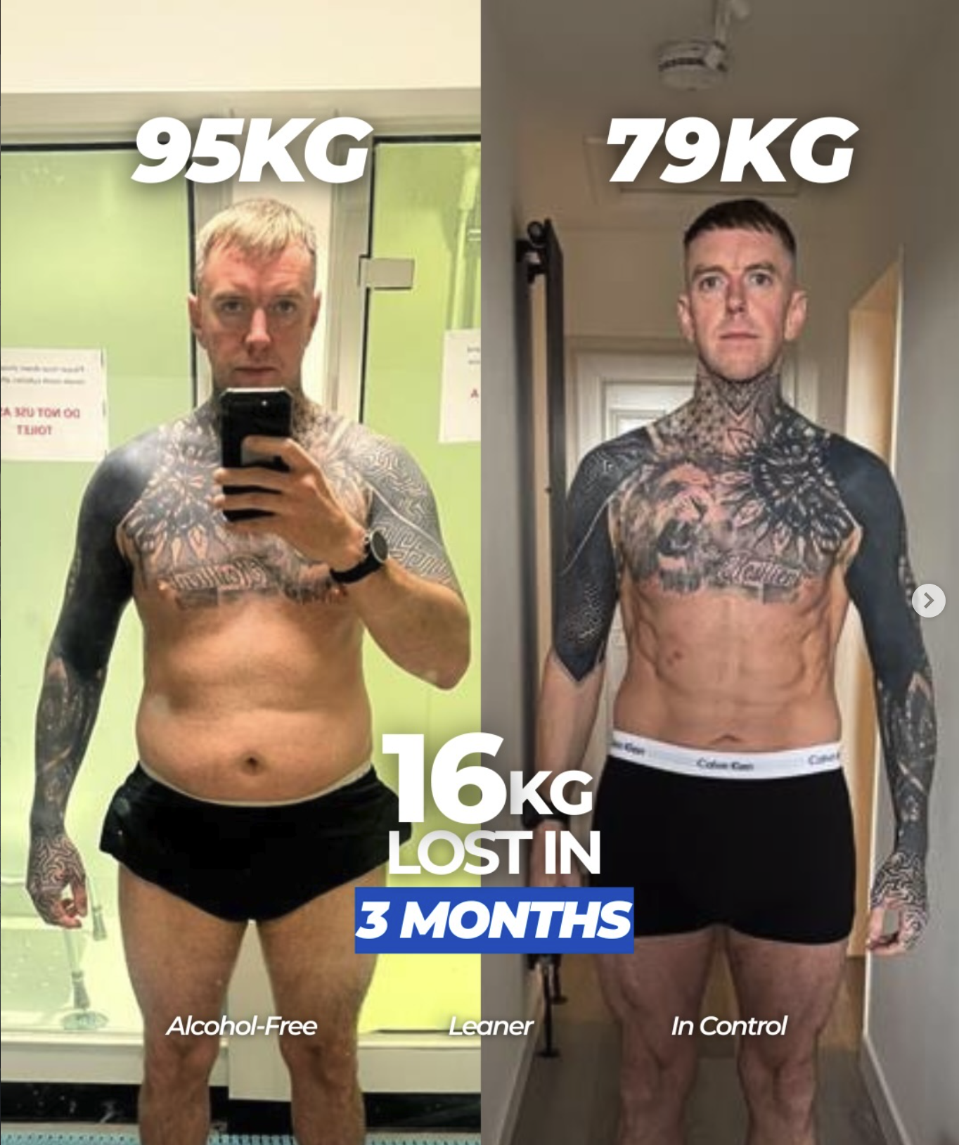 Willers Coaching weight transformation social media post