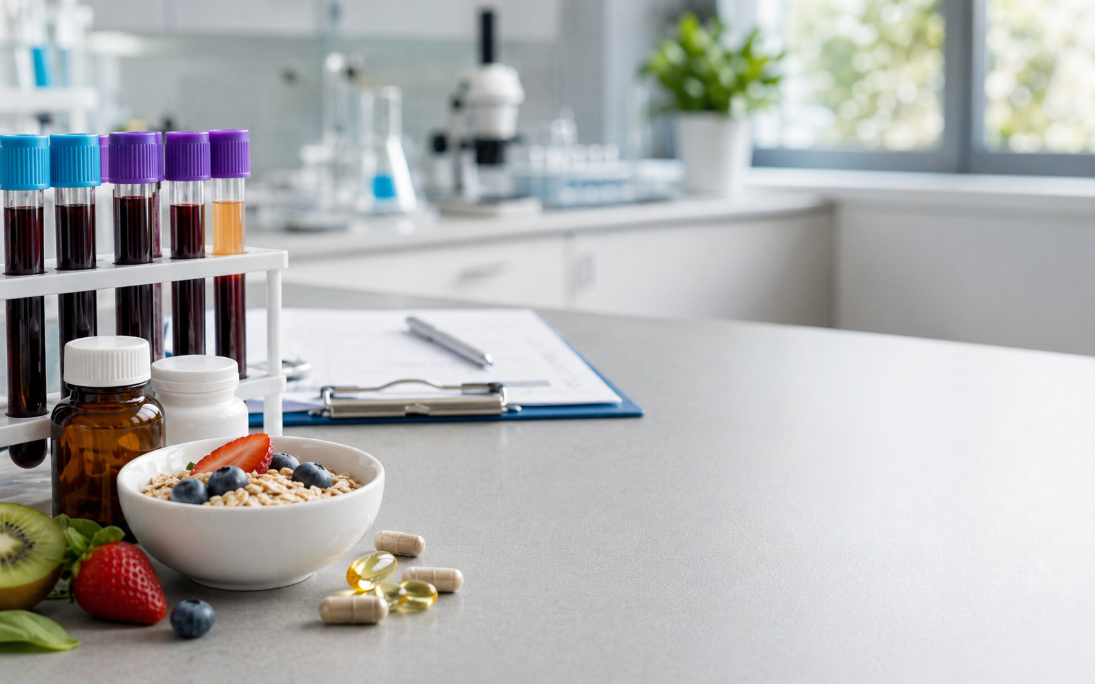 Private clinic blood test setup for wellness screening